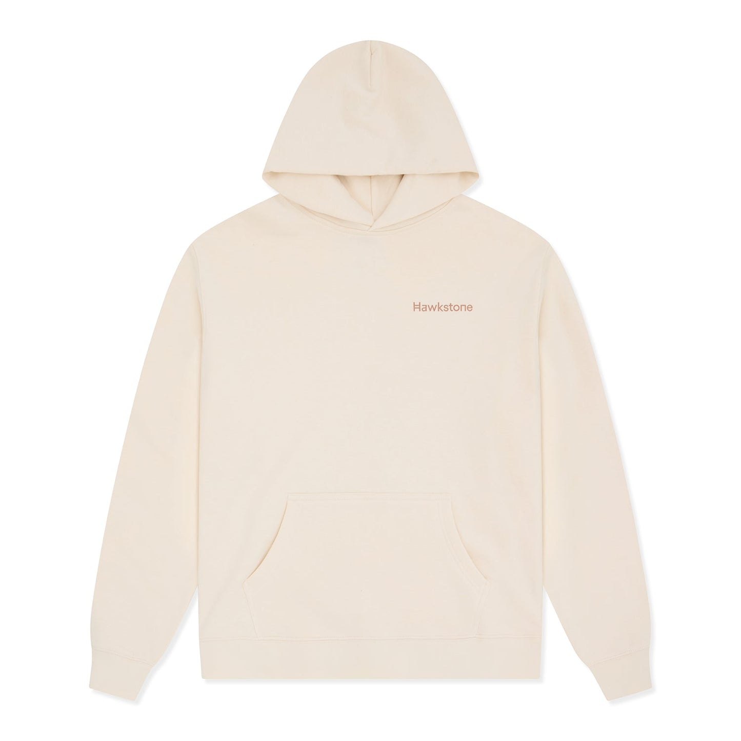 Beige hoodie with 'Hawkstone' text. 